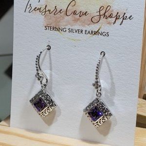 Sterling Silver Trillion Cut Filigree Earrings